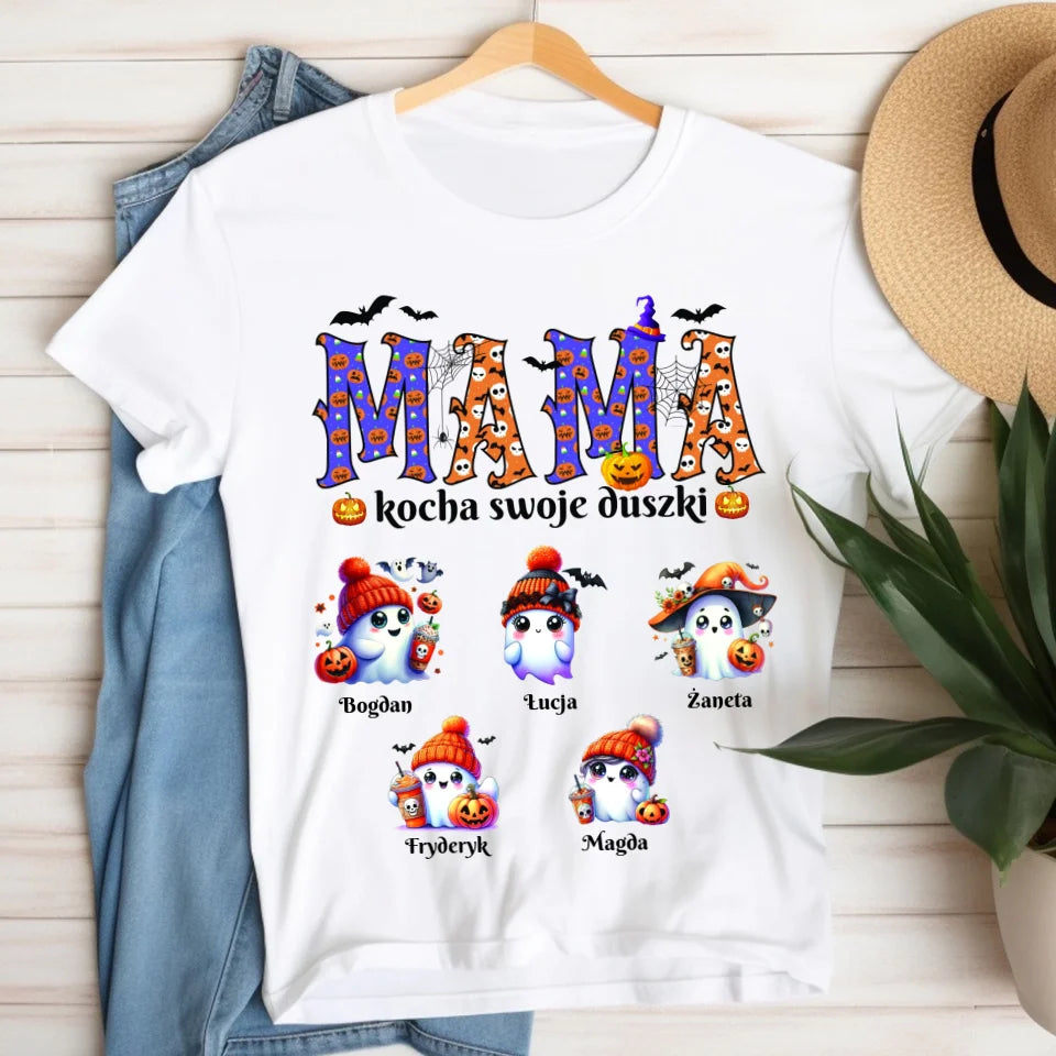 MAMA kocha swoje duszki - koszulka, wyjątkowy prezent na Halloween dla mamy