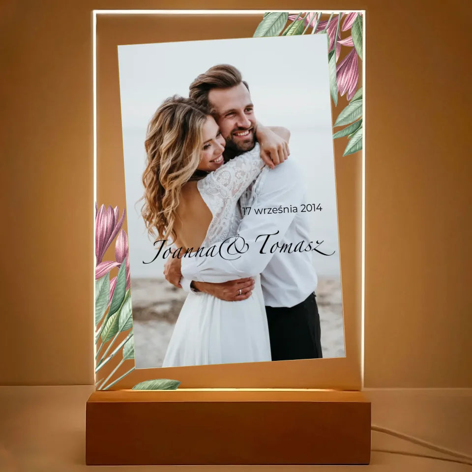 ROCZNICA ŚLUBU (kolorowe zdjęcie) - Druk na szkle, spersonalizowany prezent dla pary