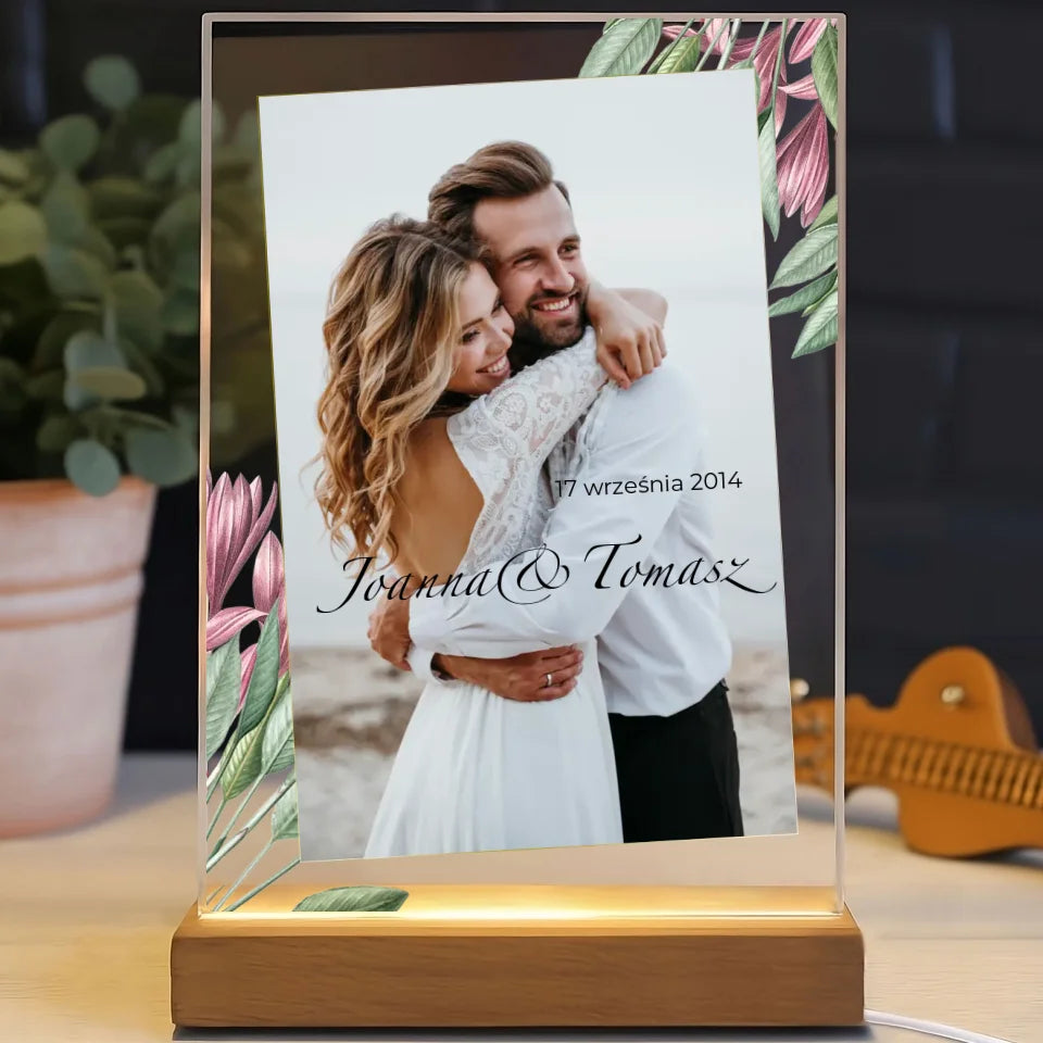 ROCZNICA ŚLUBU (kolorowe zdjęcie) - Druk na szkle, spersonalizowany prezent dla pary