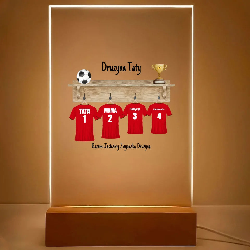Drużyna piłkarska taty - Druk na szkle, spersonalizowany prezent dla taty