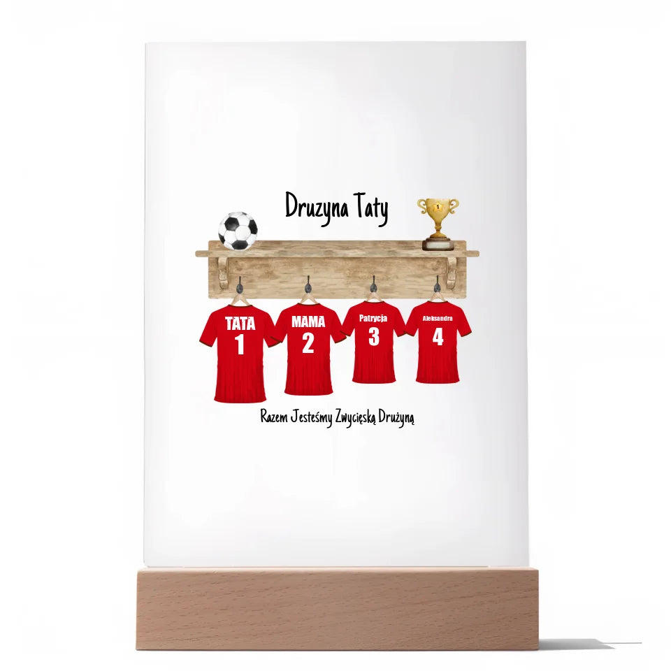 Drużyna piłkarska taty - Druk na szkle, spersonalizowany prezent dla taty