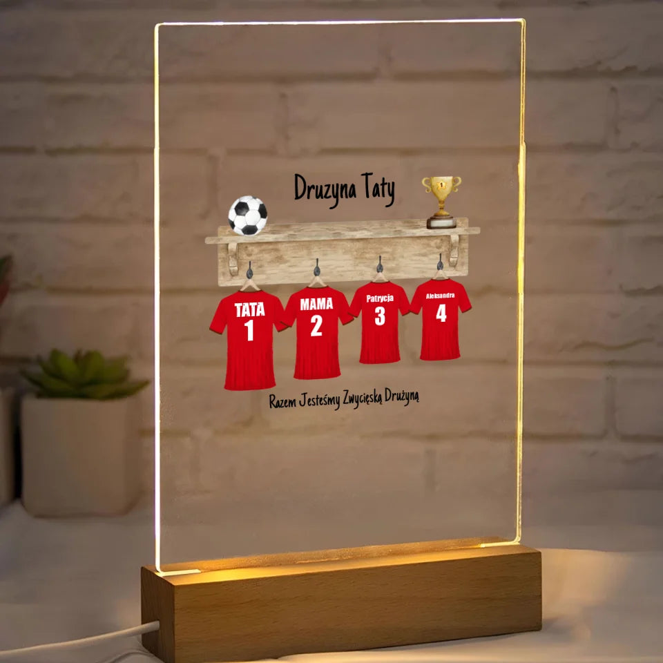 Drużyna piłkarska taty - Druk na szkle, spersonalizowany prezent dla taty