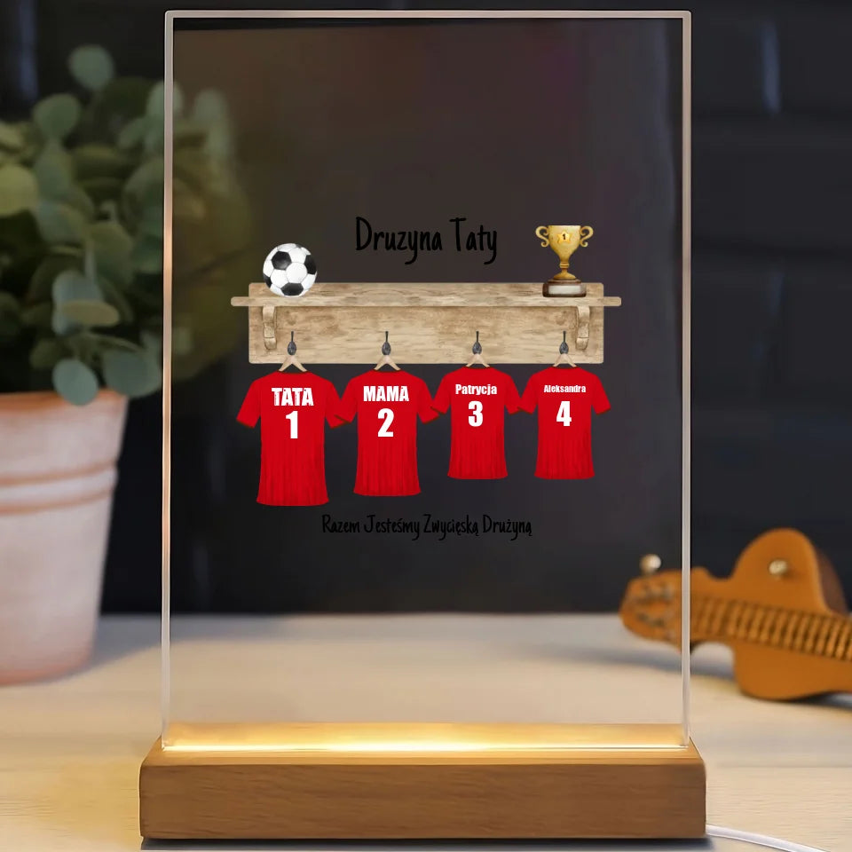 Drużyna piłkarska taty - Druk na szkle, spersonalizowany prezent dla taty