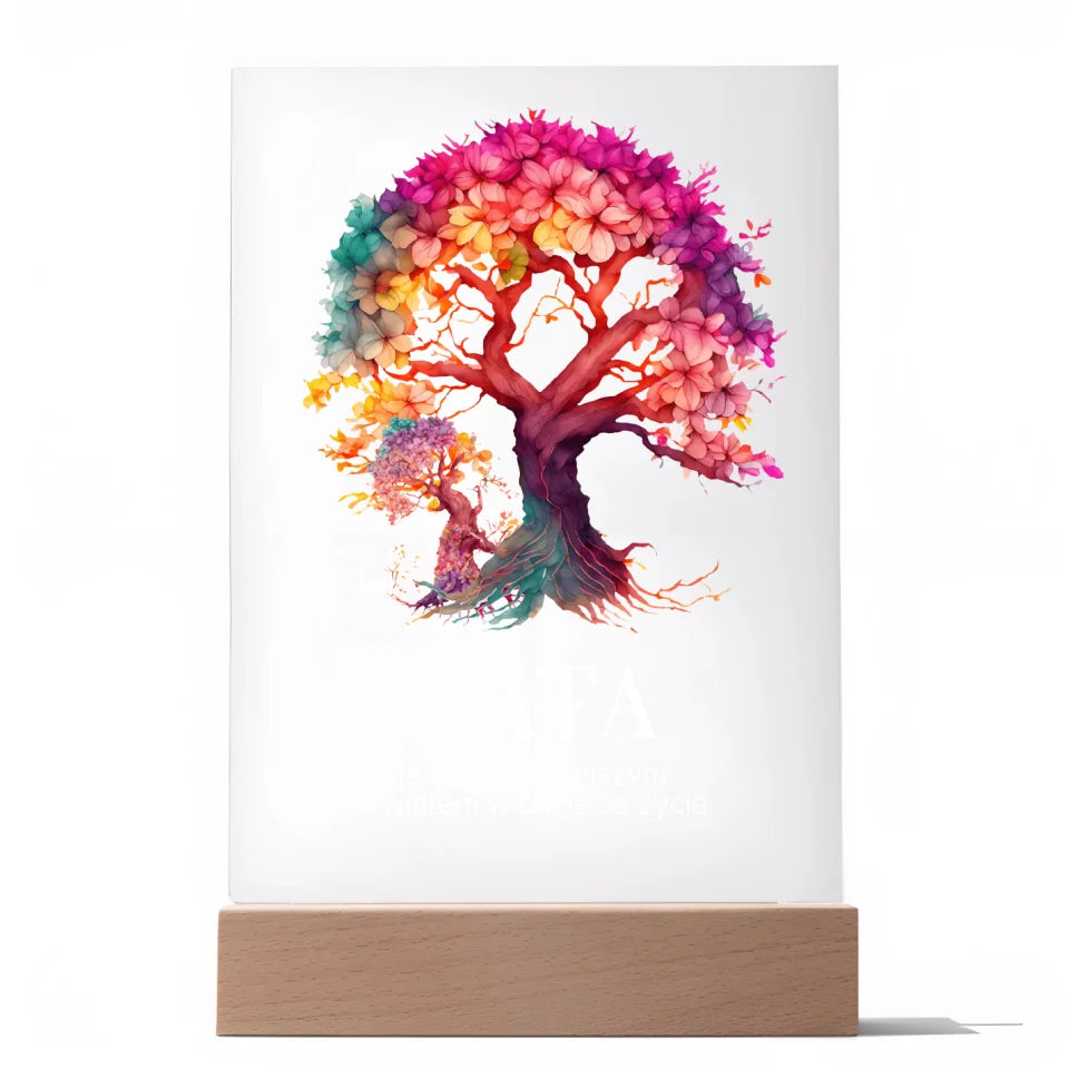 Tata jest najpiekniejszym kwiatem w bukiecie zycia (Biały) - Druk na szkle, spersonalizowany prezent dla taty