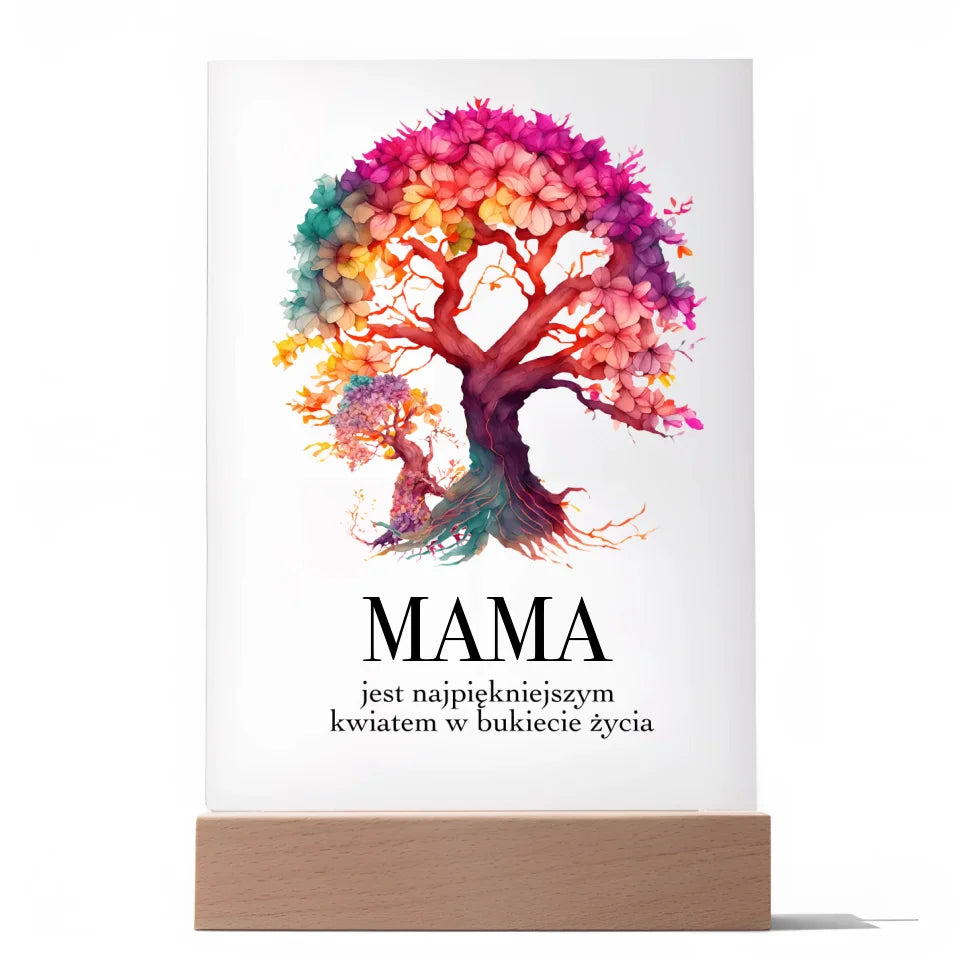 MAMA JEST NAJPIĘKNIEJSZYM KWIATEM - Druk na szkle, spersonalizowany prezent dla mamy bez nazwisk