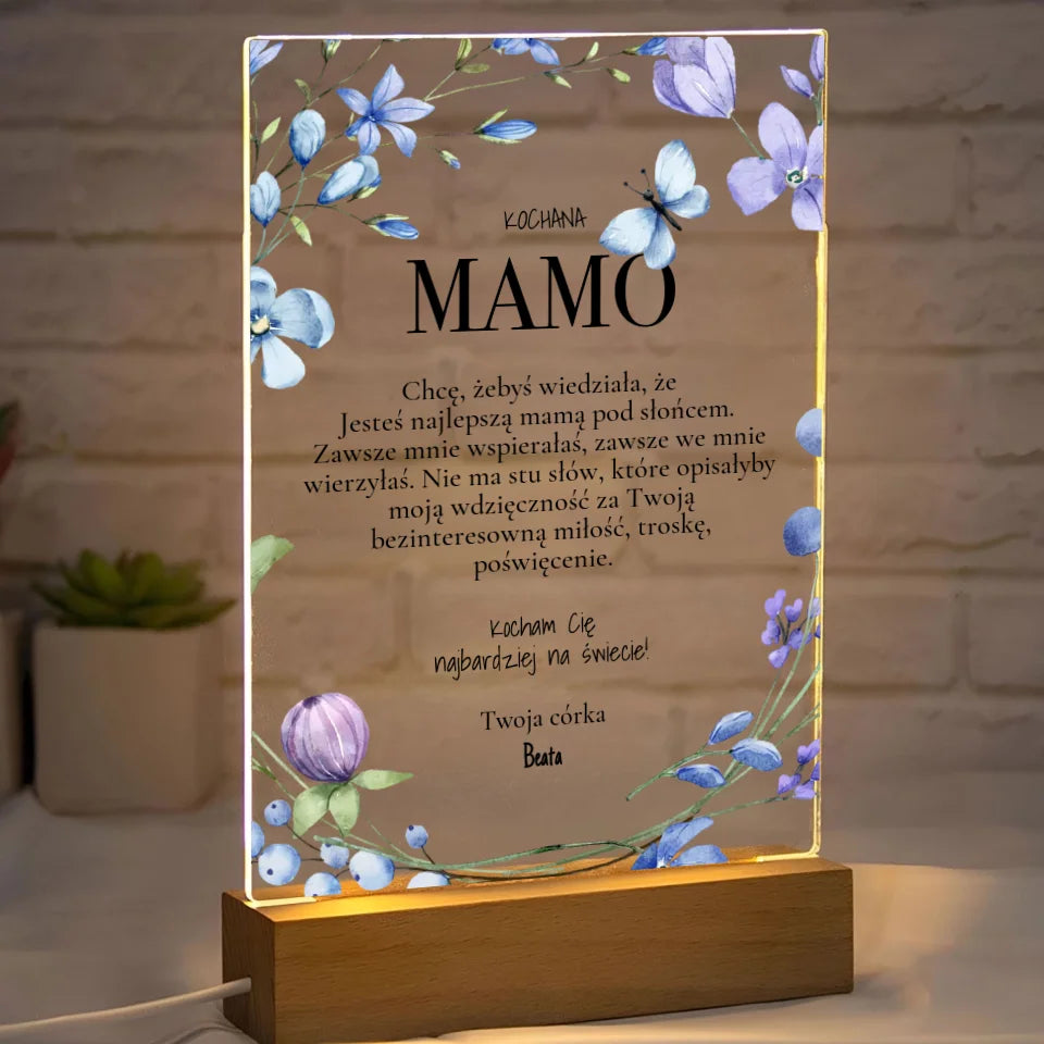 Kochana Mamo - Druk na szkle, spersonalizowany prezent dla mamy