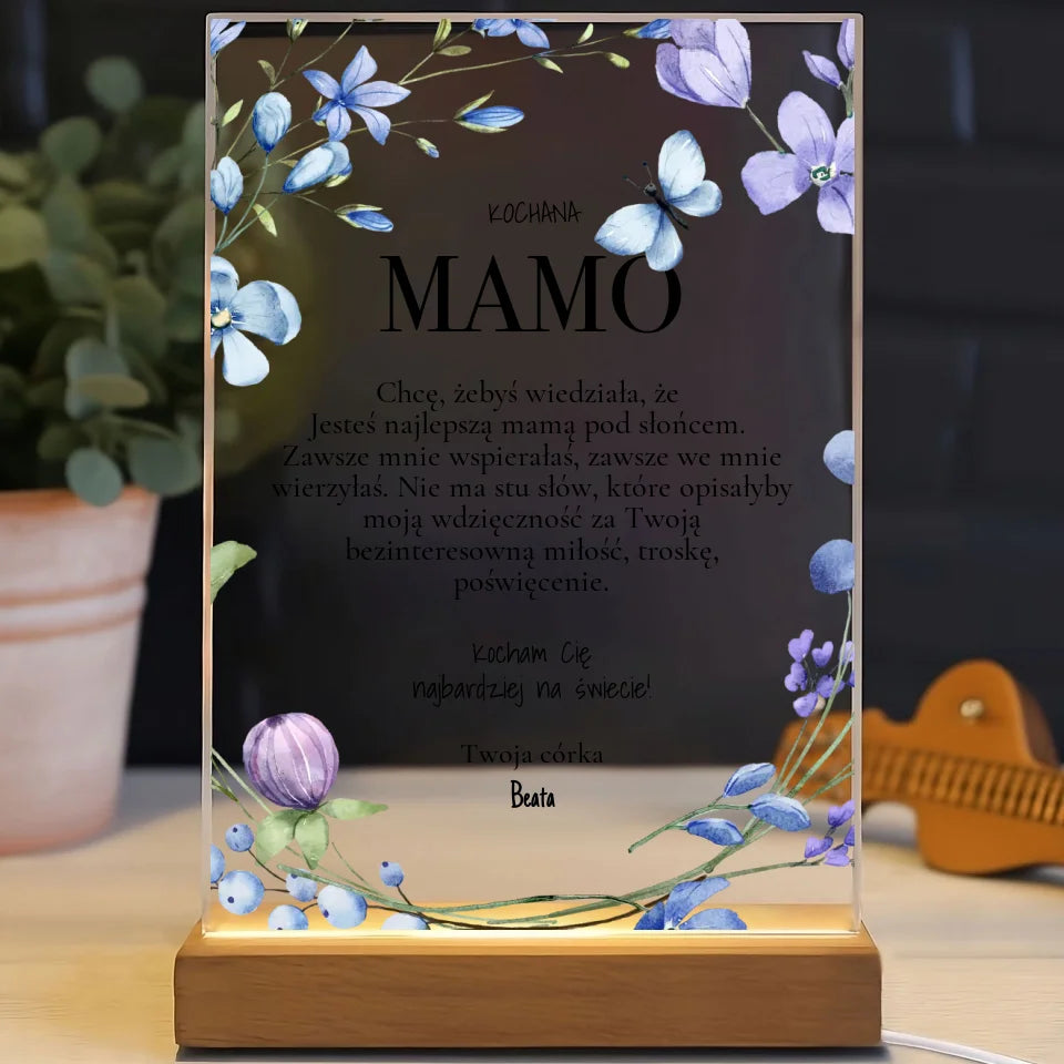 Kochana Mamo - Druk na szkle, spersonalizowany prezent dla mamy