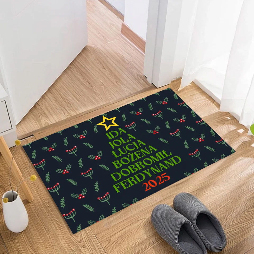Choinka z imionami #2 - Spersonalizowany dywanik pod drzwi na Boże Narodzenie