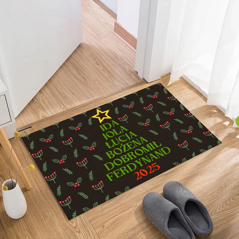 Choinka z imionami - Spersonalizowany dywanik pod drzwi na Boże Narodzenie 3