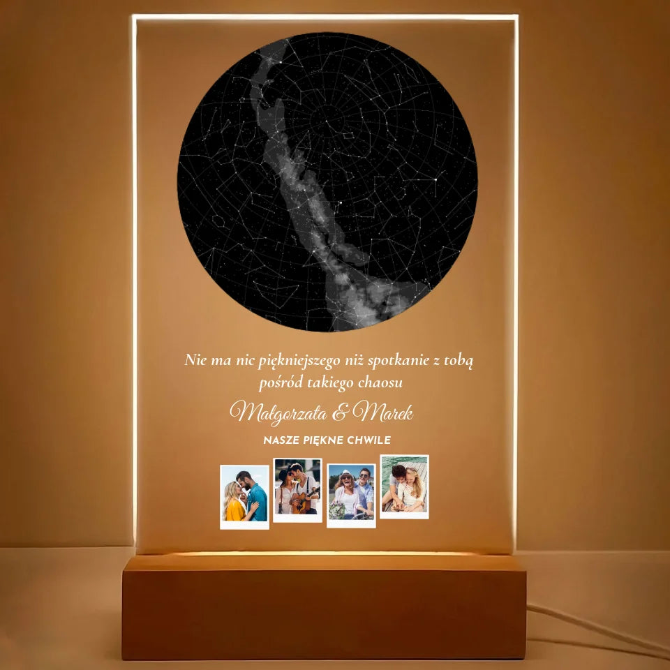 Nasze piękne chwile (Gwiaździste niebo) - Druk na szkle, spersonalizowany prezent dla pary
