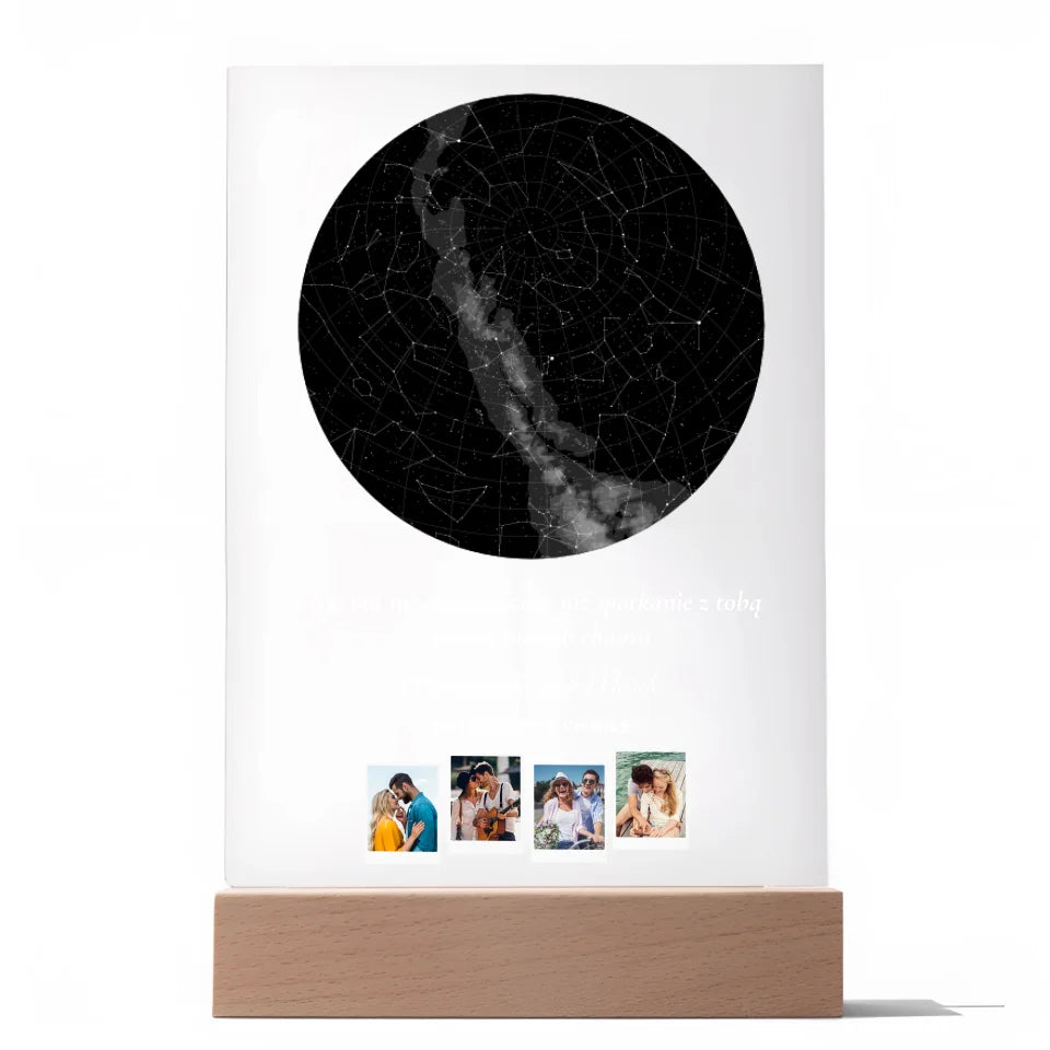 Nasze piękne chwile (Gwiaździste niebo) - Druk na szkle, spersonalizowany prezent dla pary