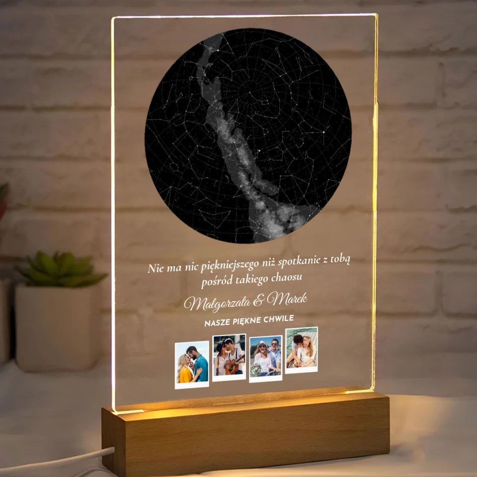 Nasze piękne chwile (Gwiaździste niebo) - Druk na szkle, spersonalizowany prezent dla pary