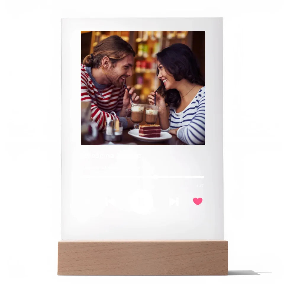 Spotify Love zdjęcie z napisem - Druk na szkle, spersonalizowany prezent dla pary