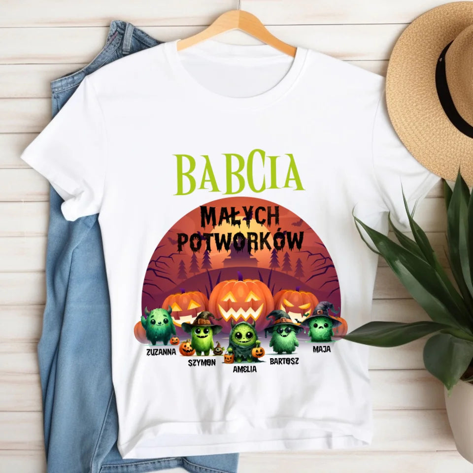 Babcia małych potworków - koszulka, wyjątkowy prezent na Halloween dla babci