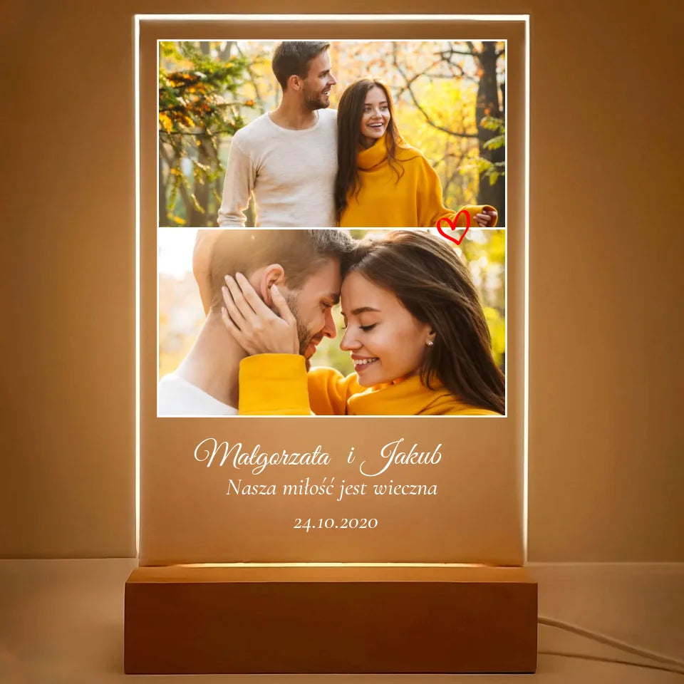 Nasza miłość jest wieczna - Druk na szkle, spersonalizowany prezent dla pary