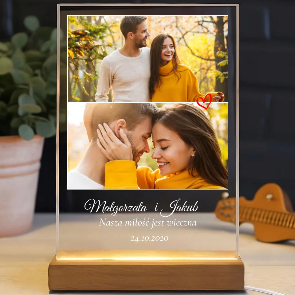 Nasza miłość jest wieczna - Druk na szkle, spersonalizowany prezent dla pary