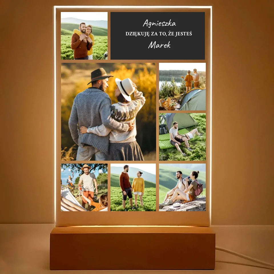 Dziękuję, że jesteś - Druk na szkle, spersonalizowany prezent dla pary