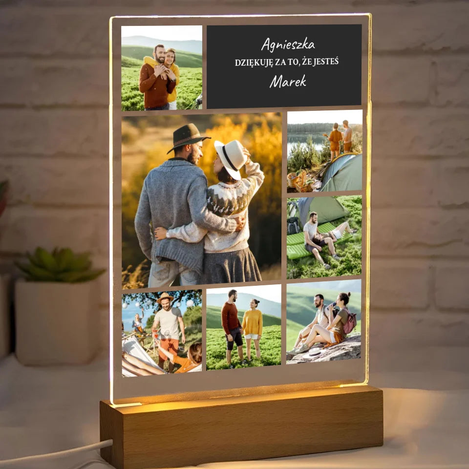 Dziękuję, że jesteś - Druk na szkle, spersonalizowany prezent dla pary