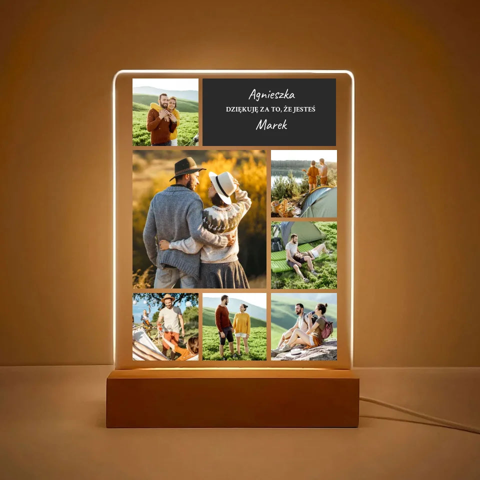 Dziękuję, że jesteś - Druk na szkle, spersonalizowany prezent dla pary
