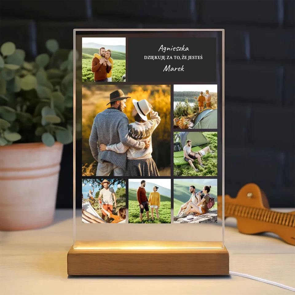 Dziękuję, że jesteś - Druk na szkle, spersonalizowany prezent dla pary