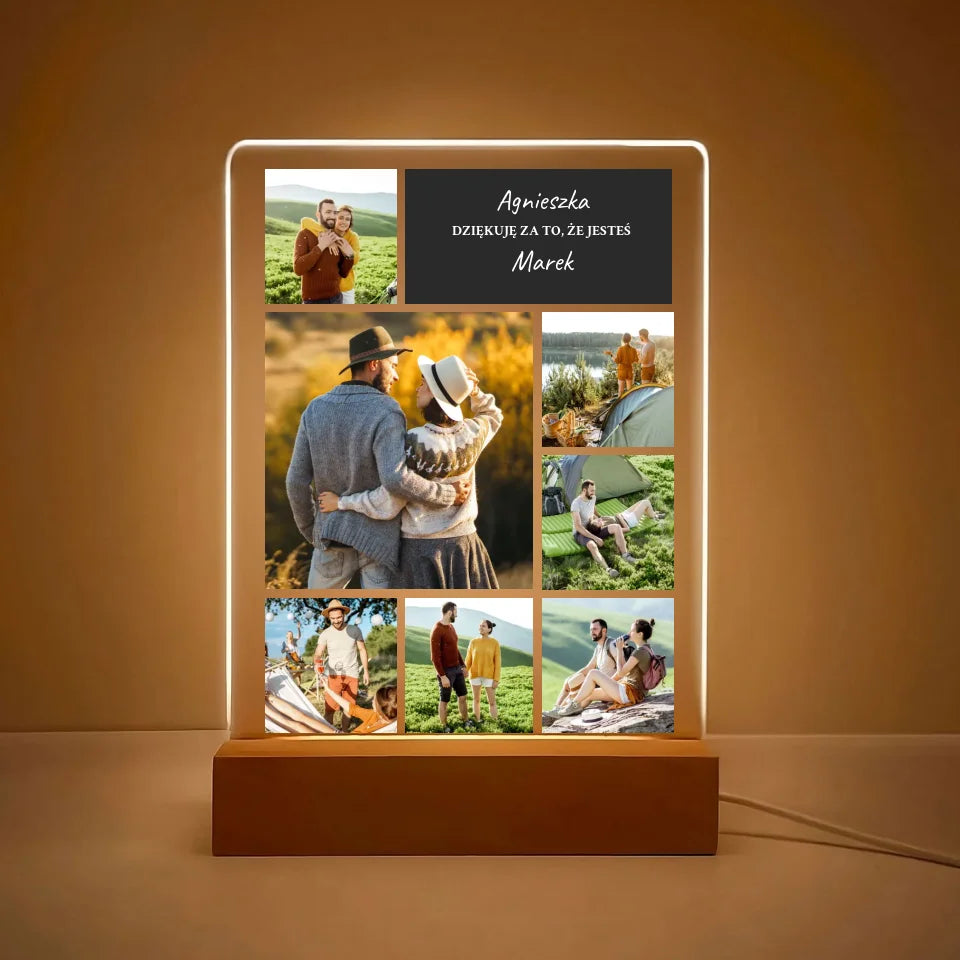 Dziękuję, że jesteś - Druk na szkle, spersonalizowany prezent dla pary