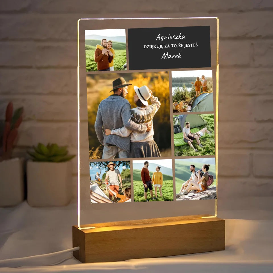 Dziękuję, że jesteś - Druk na szkle, spersonalizowany prezent dla pary