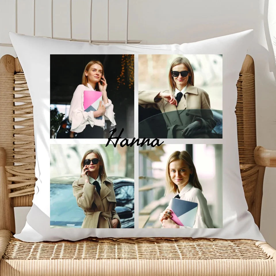 Kolaż dla 4 zdjęć - poduszka, spersonalizowany prezent dla rodziny