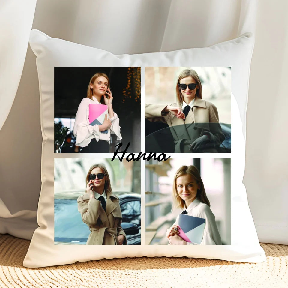 Kolaż dla 4 zdjęć - poduszka, spersonalizowany prezent dla rodziny