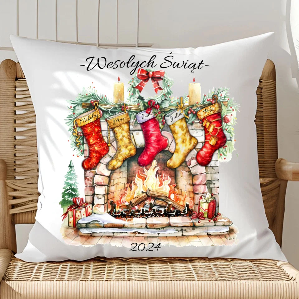 Wesołych świąt - poduszka, spersonalizowany prezent dla rodziny