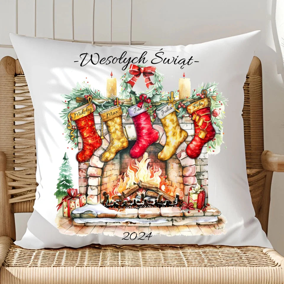 Wesołych świąt - poduszka, spersonalizowany prezent dla rodziny
