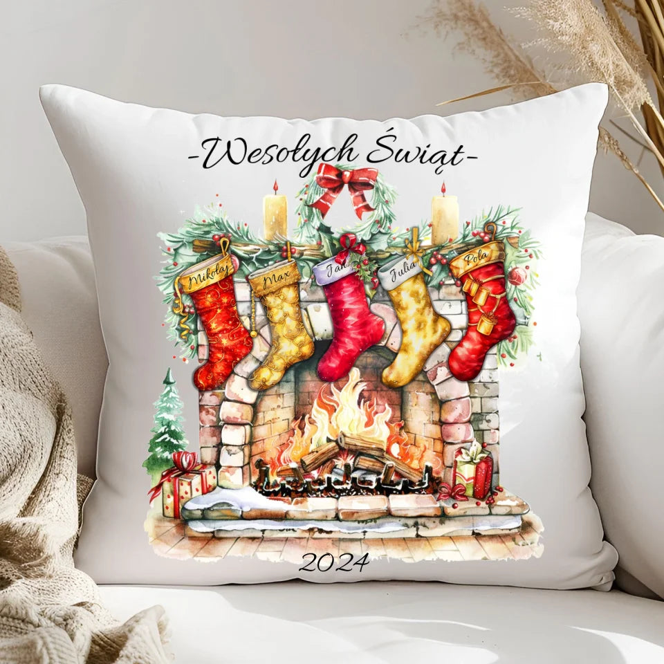 Wesołych świąt - poduszka, spersonalizowany prezent dla rodziny