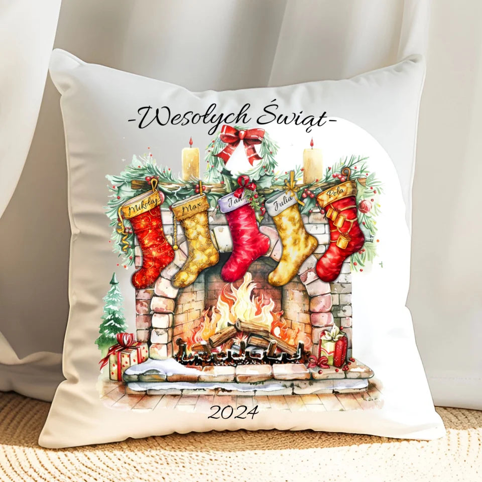 Wesołych świąt - poduszka, spersonalizowany prezent dla rodziny