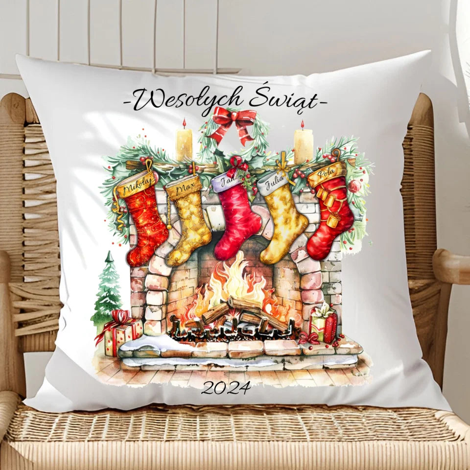 Wesołych świąt - poduszka, spersonalizowany prezent dla rodziny