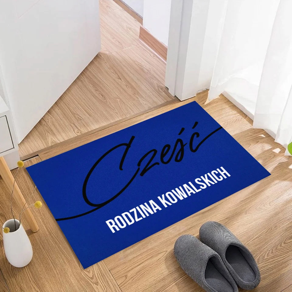 Cześć - Spersonalizowany dywanik pod drzwi dla rodziny