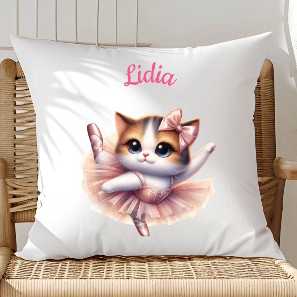 Kotek baletnica - poduszka, spersonalizowany prezent na Mikołajki dla dziewczynki