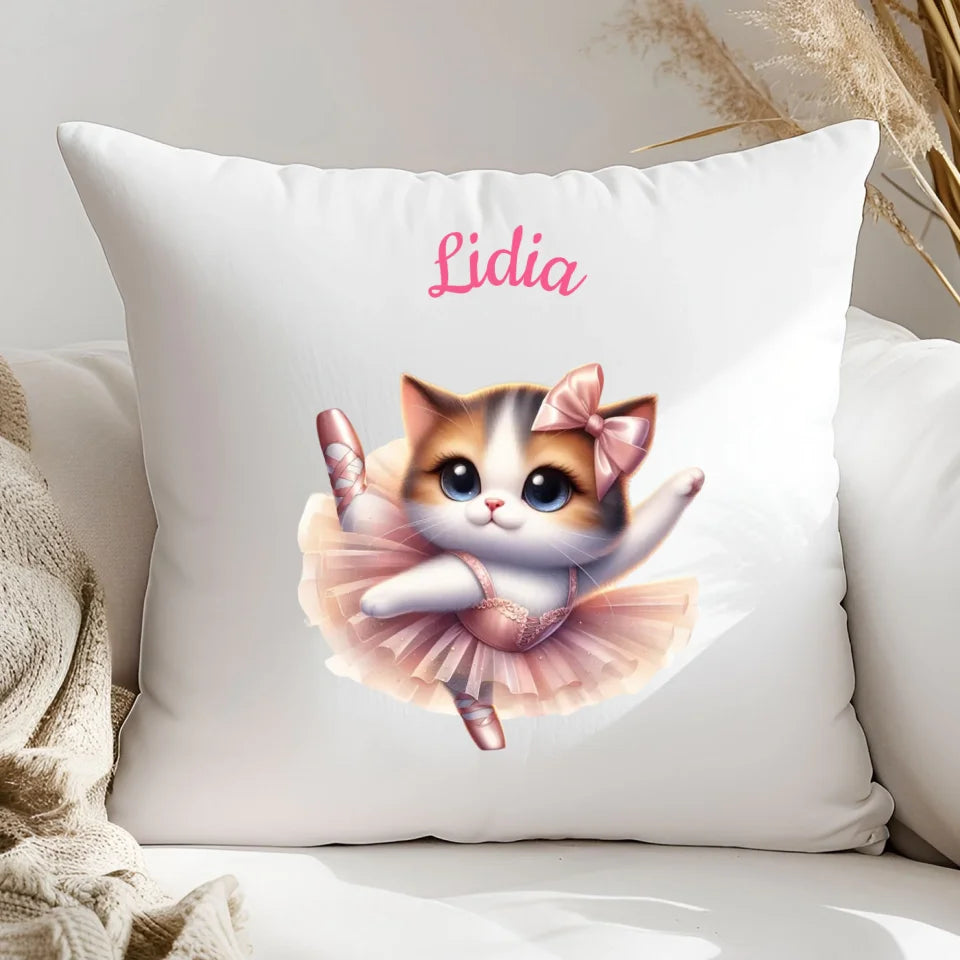 Kotek baletnica - poduszka, spersonalizowany prezent na Mikołajki dla dziewczynki