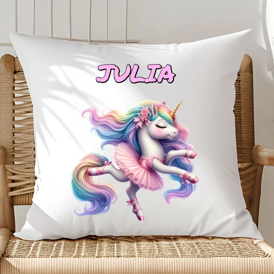 Baletnica jednorożec - poduszka, spersonalizowany prezent na Mikołajki dla dziewczynki