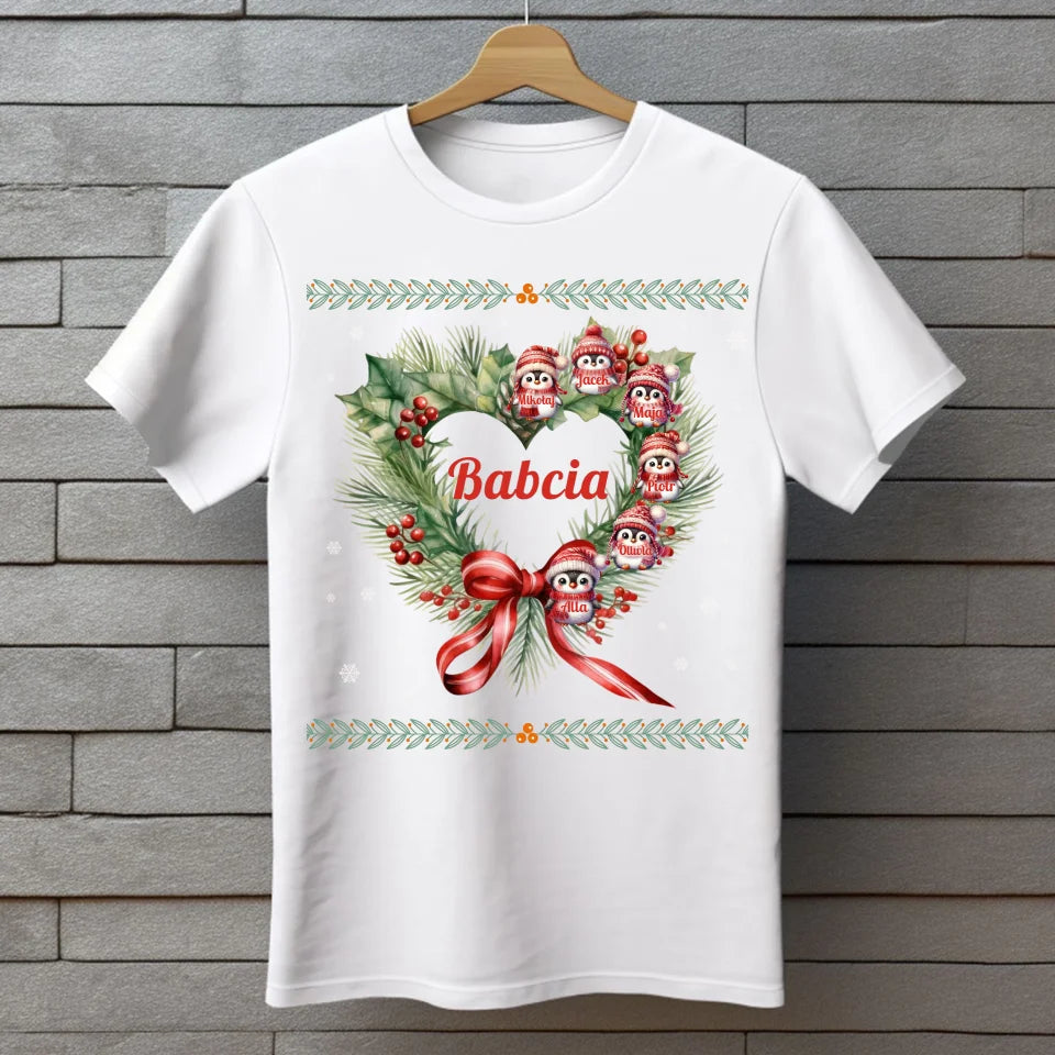 Babcia i jej pingwiny - koszulka, wyjątkowy prezent na Boże Narodzenie dla babci