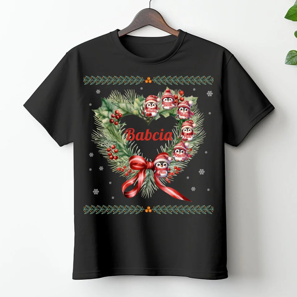 Babcia i jej pingwiny - koszulka, wyjątkowy prezent na Boże Narodzenie dla babci