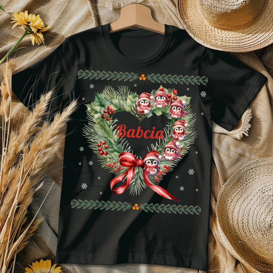 Babcia i jej pingwiny - koszulka, wyjątkowy prezent na Boże Narodzenie dla babci