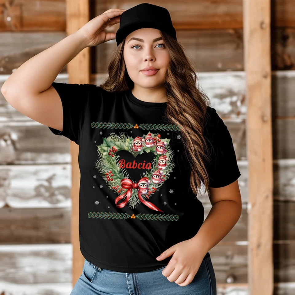 Babcia i jej pingwiny - koszulka, wyjątkowy prezent na Boże Narodzenie dla babci