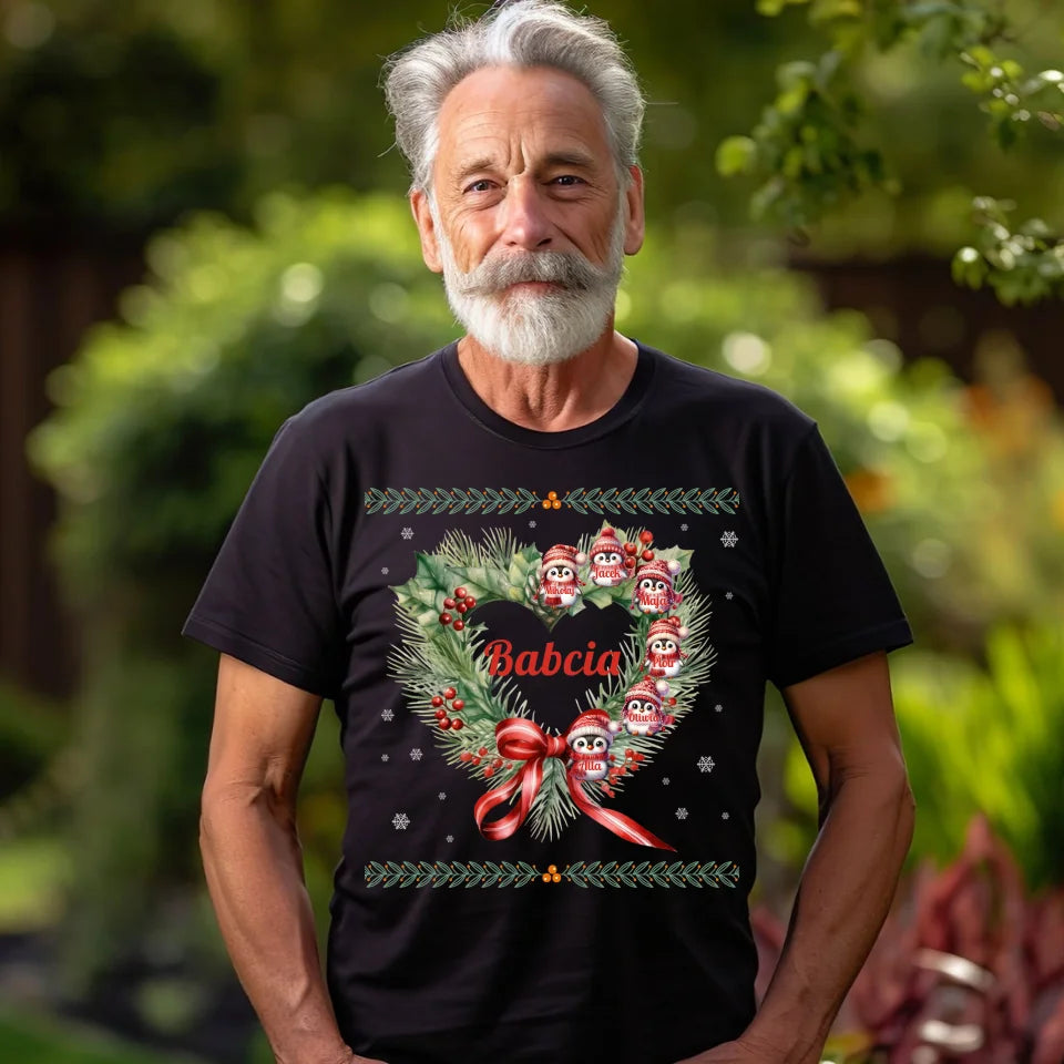 Babcia i jej pingwiny - koszulka, wyjątkowy prezent na Boże Narodzenie dla babci