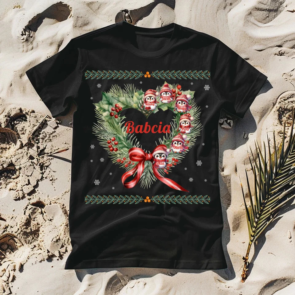 Babcia i jej pingwiny - koszulka, wyjątkowy prezent na Boże Narodzenie dla babci