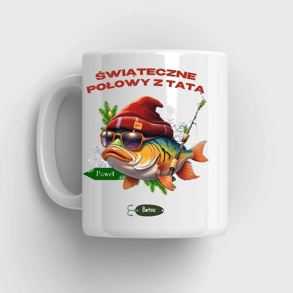 Świąteczne połowy z tatą - Kubek, wyjątkowy prezent na Boże Narodzenie dla taty