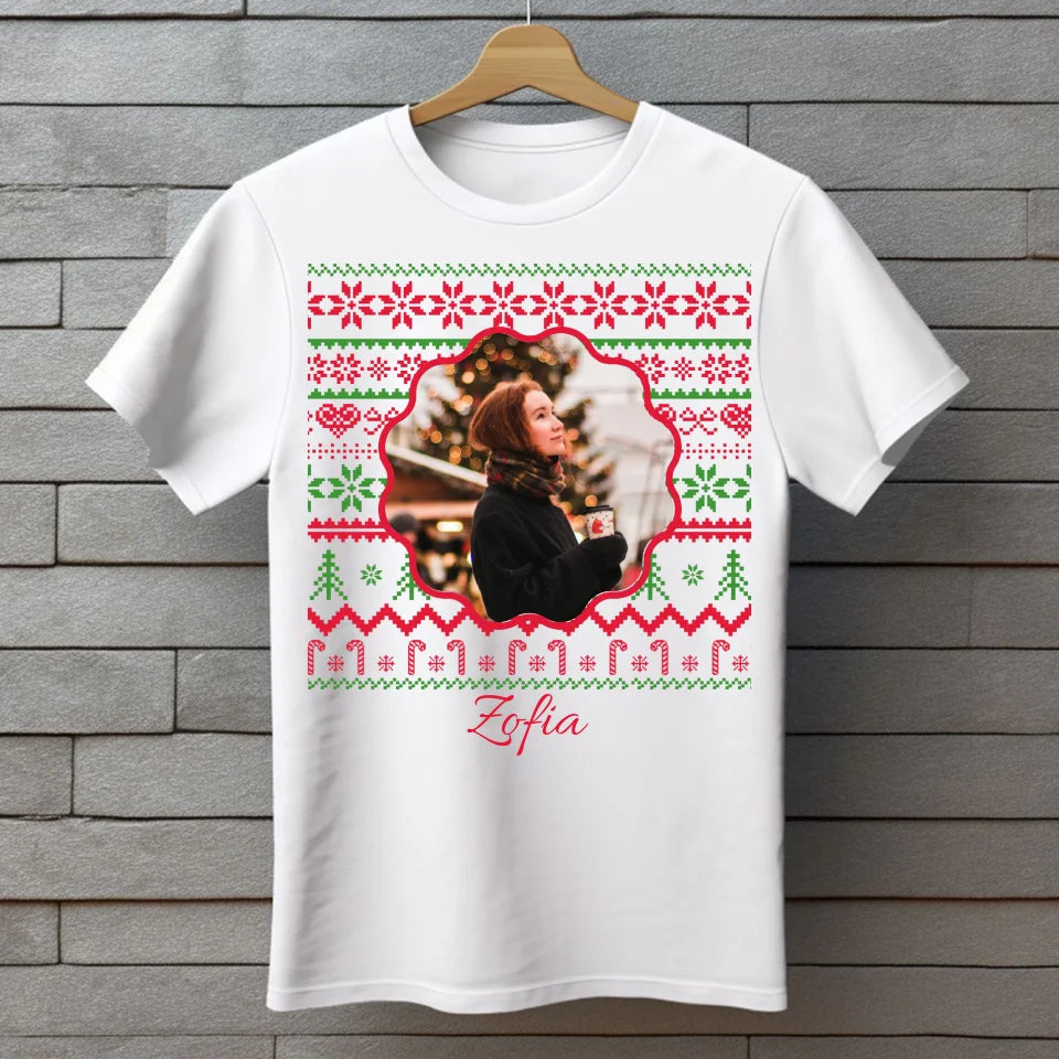 Zdjęcie na Boże Narodzenie - koszulka, wyjątkowy prezent na Boże Narodzenie dla mężczyzny, kobiety, dziecka