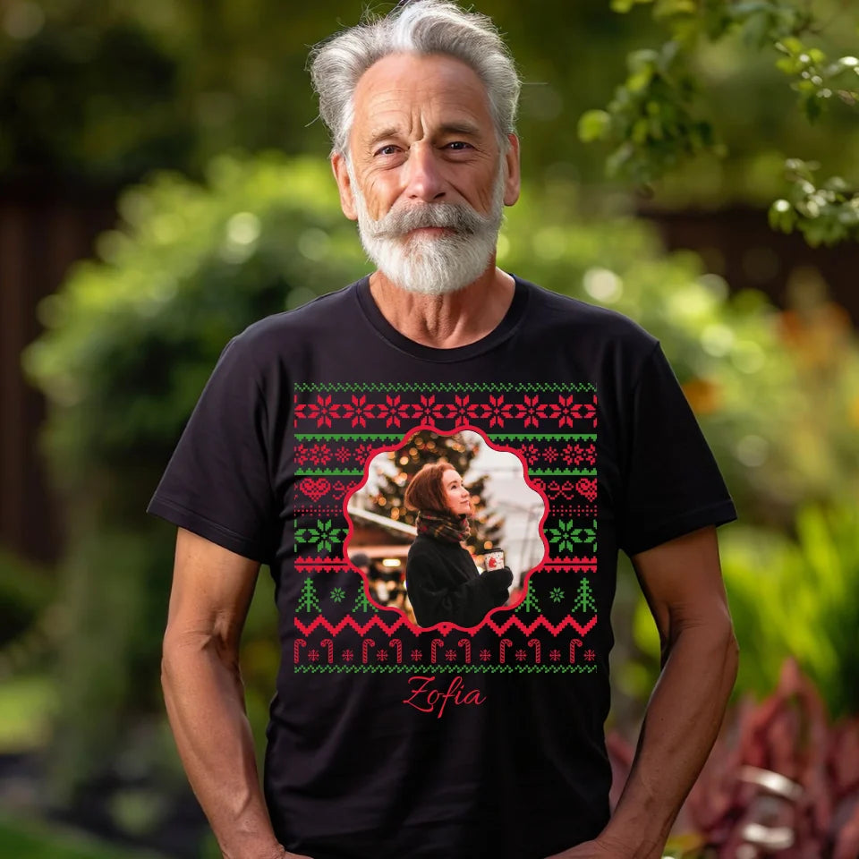 Zdjęcie na Boże Narodzenie - koszulka, wyjątkowy prezent na Boże Narodzenie dla mężczyzny, kobiety, dziecka