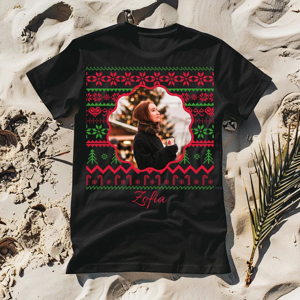 Zdjęcie na Boże Narodzenie - koszulka, wyjątkowy prezent na Boże Narodzenie dla mężczyzny, kobiety, dziecka