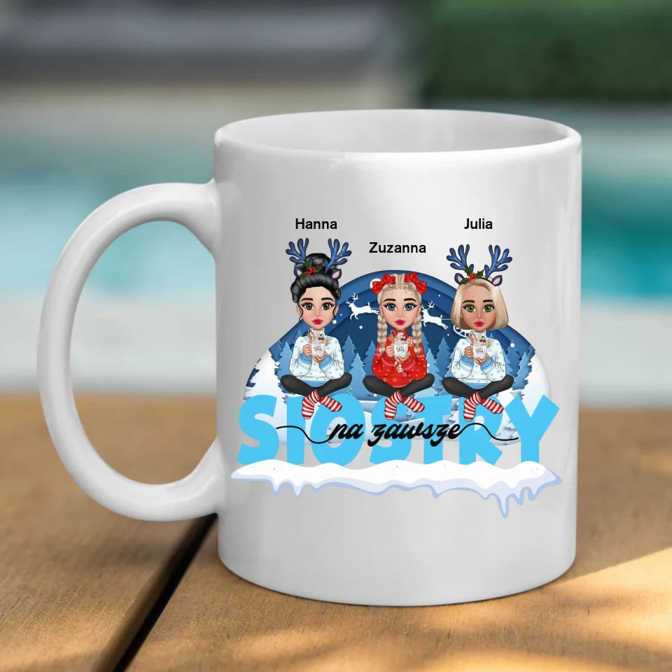 Siostry na zawsze - Kubek, wyjątkowy prezent na Boże Narodzenie dla sióstr i przyjaciółek