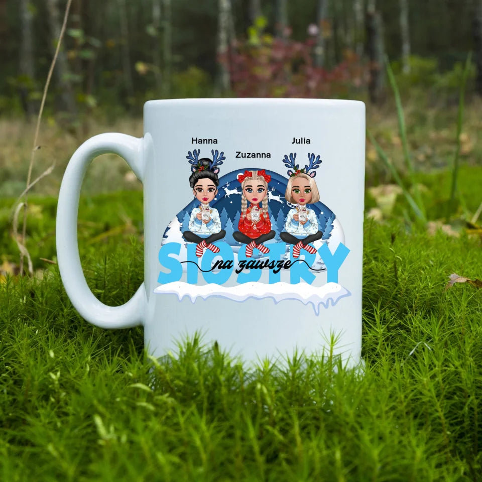 Siostry na zawsze - Kubek, wyjątkowy prezent na Boże Narodzenie dla sióstr i przyjaciółek
