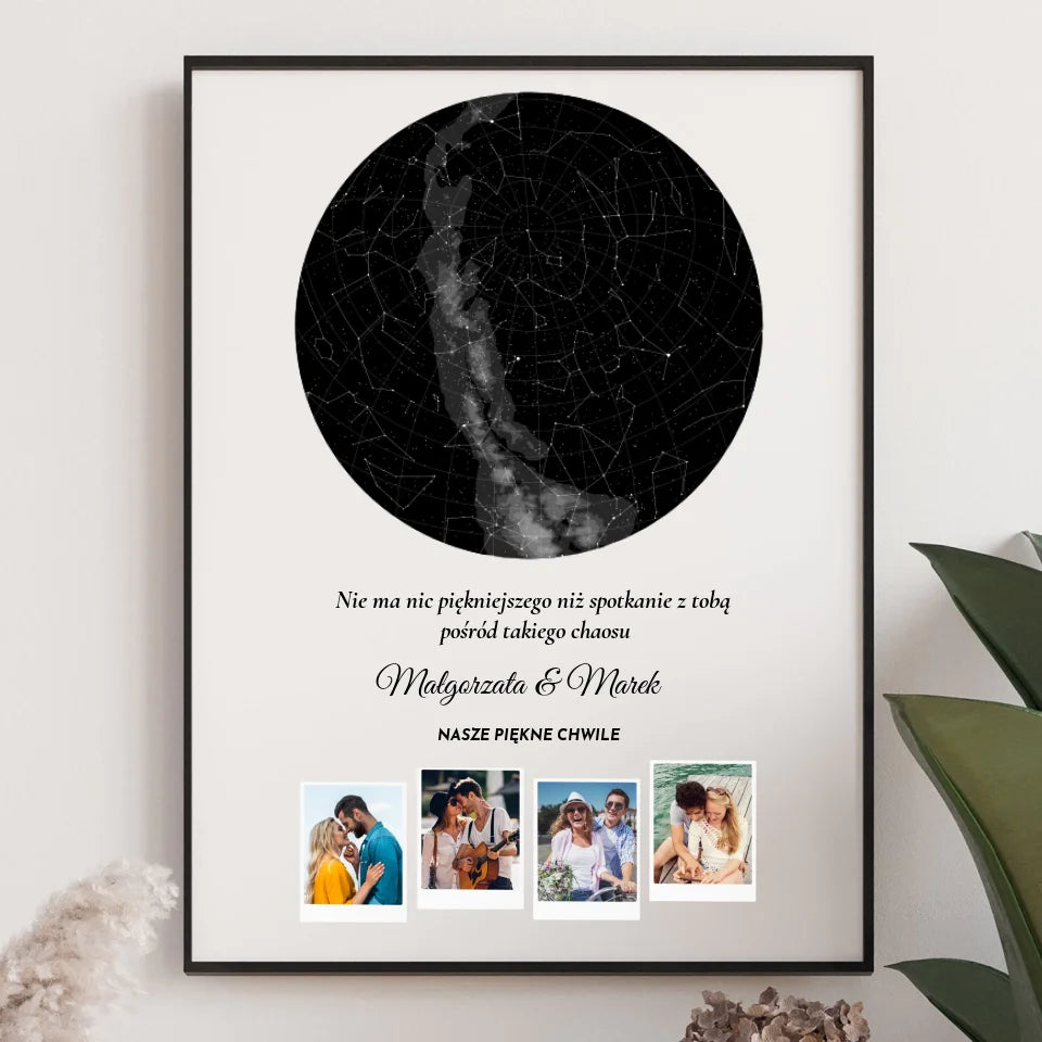 Nasze piękne chwile (Gwiaździste niebo) - druk na płótnie, spersonalizowany prezent dla pary